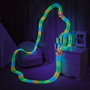 Changeable Track Race Car with Glow In The Dark Flexible Racing Tracks Rail