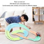 Changeable Track Race Car with Glow In The Dark Flexible Racing Tracks Rail9