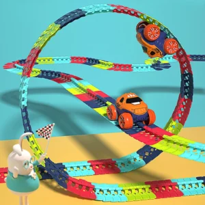 Changeable Track Race Car with Colorful Flexible Racing Tracks Rail